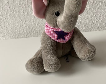 Elephant with a name scarf