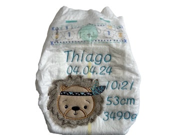 Embroidered diaper for birth