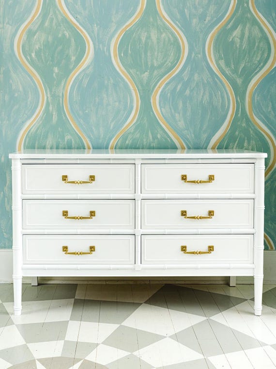Vintage Henry Link Bali Hai Faux Bamboo 6 Drawer Dresser Lacquered