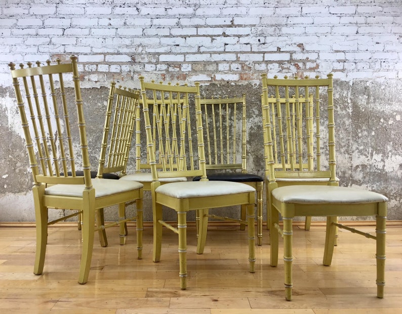 Made To Order Set Of 6 Thomasville Faux Bamboo Dining Chairs