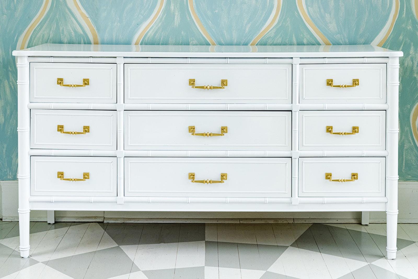 Vintage Henry Link Bali Hai Faux Bamboo 9 Drawer Dresser Lacquered