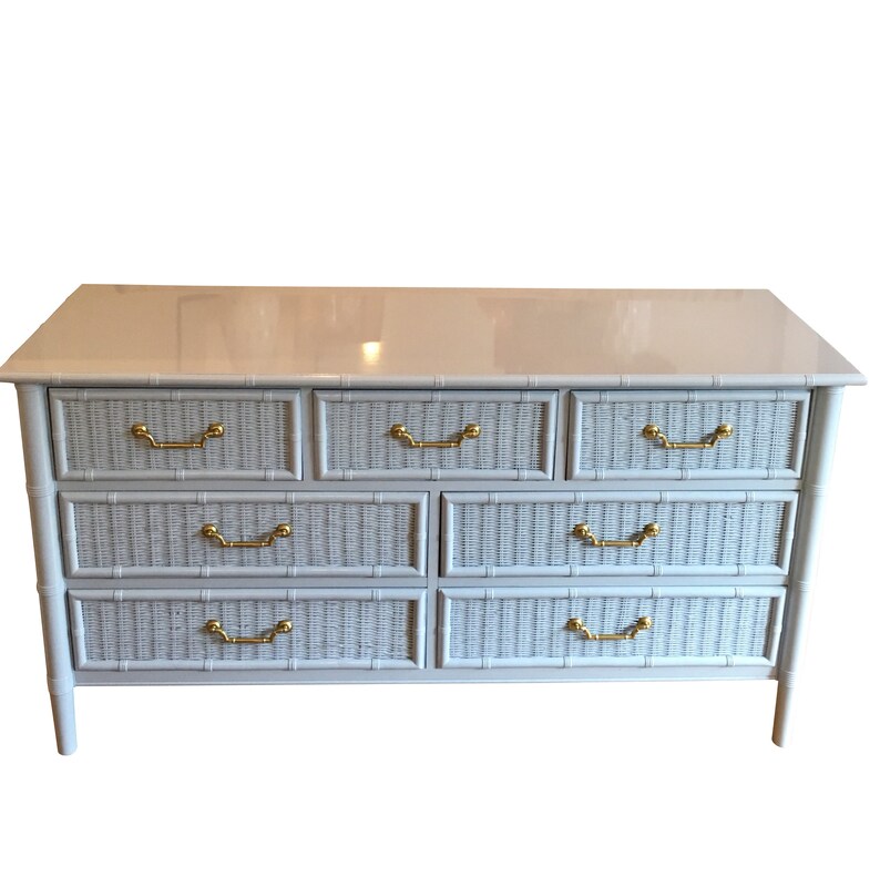 Made To Order Dixie Wicker And Faux Bamboo 7 Drawer Dresser Etsy