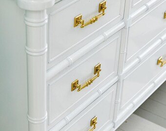 超希少！WEISS ヴィンテージ バングル＆イヤリングB77 Vintage Henry Link Bali Hai Faux Bamboo 9 Drawer Dresser Lacquered