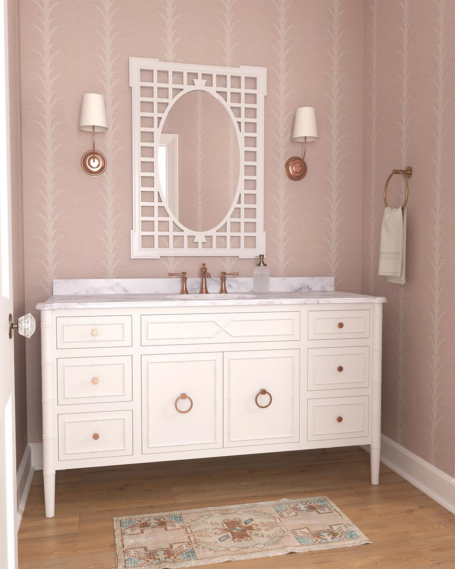 Custom-built Faux Bamboo Bath Vanity Base for Single Sink in Any Color ...