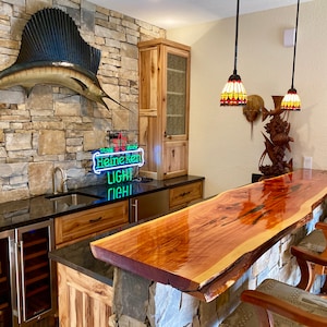 3-12ft Cedar Slabs FINISHED Ready to Install- Red Cedar Bar Top Slabs with Resin -- Any Size
