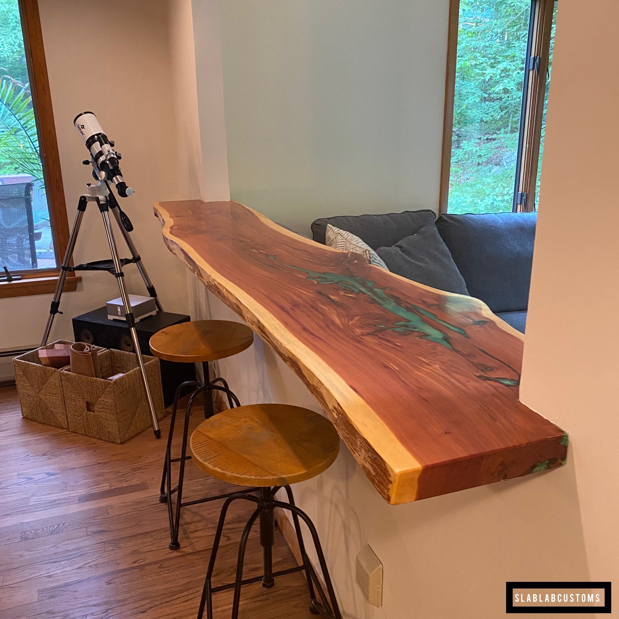 Finished Cedar Slab Custom Epoxy Bartop Table Custom Sizes Available