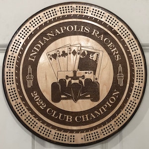 Personalized Cribbage Trophy - 3 Track Cribbage Board and Plaque Round ...