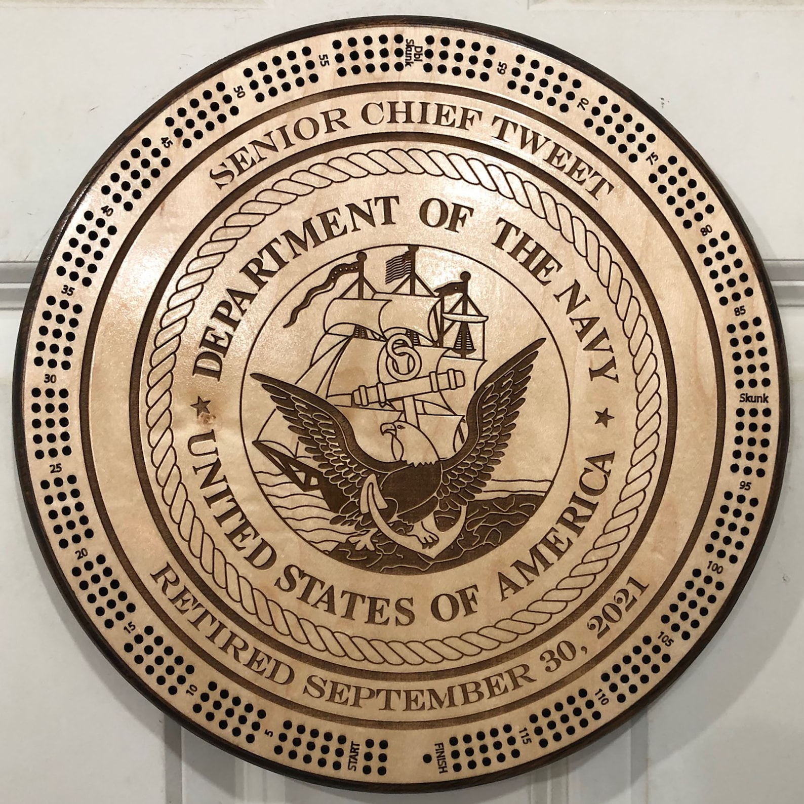 Personalized Military Logo Cribbage Board: Wall Decor, Card Storage ...