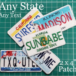 Custom Embroidered State License Plate Patches Free Shipping