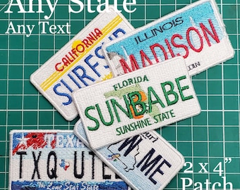 Custom Embroidered State License Plate Patches Free Shipping