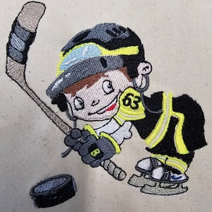 Cartoon Hockey Boy Embroidery Digital Download File Design Pattern
