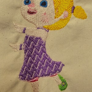 Cartoon Skateboard Girl Embroidery File Design Digital Download 3 Hoop Sizes