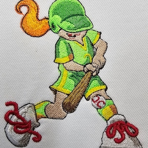 Cartoon Softball Girl Embroidery Design Digital Download Pattern 3 Sizes