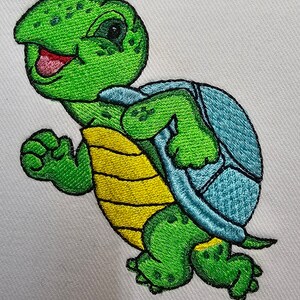 Cartoon Running Turtle Baby Onesie Embroidery Digital Download