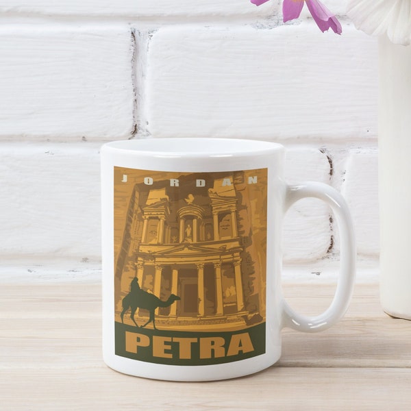 Petra Jordan Retro Vintage Poster White 11 oz Ceramic Mug Gift Souvenir