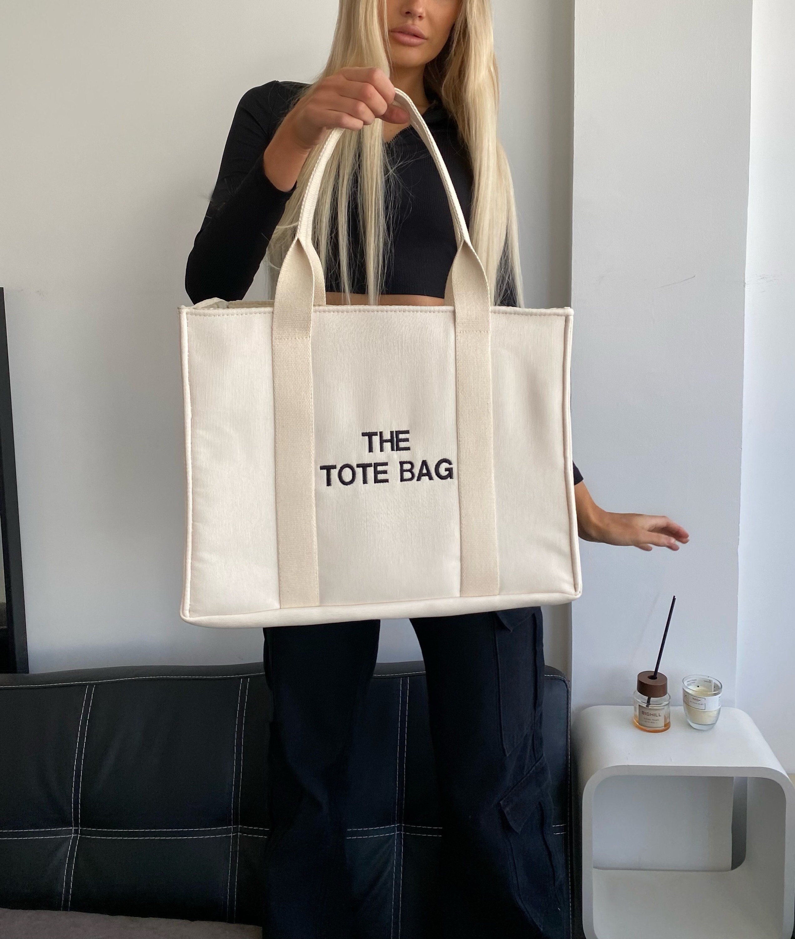 Tote Bag the Tote Bag Embroidered Minimalism Cotton Canvas Eco Handbag 2022  Shopping Fashion Shopper 