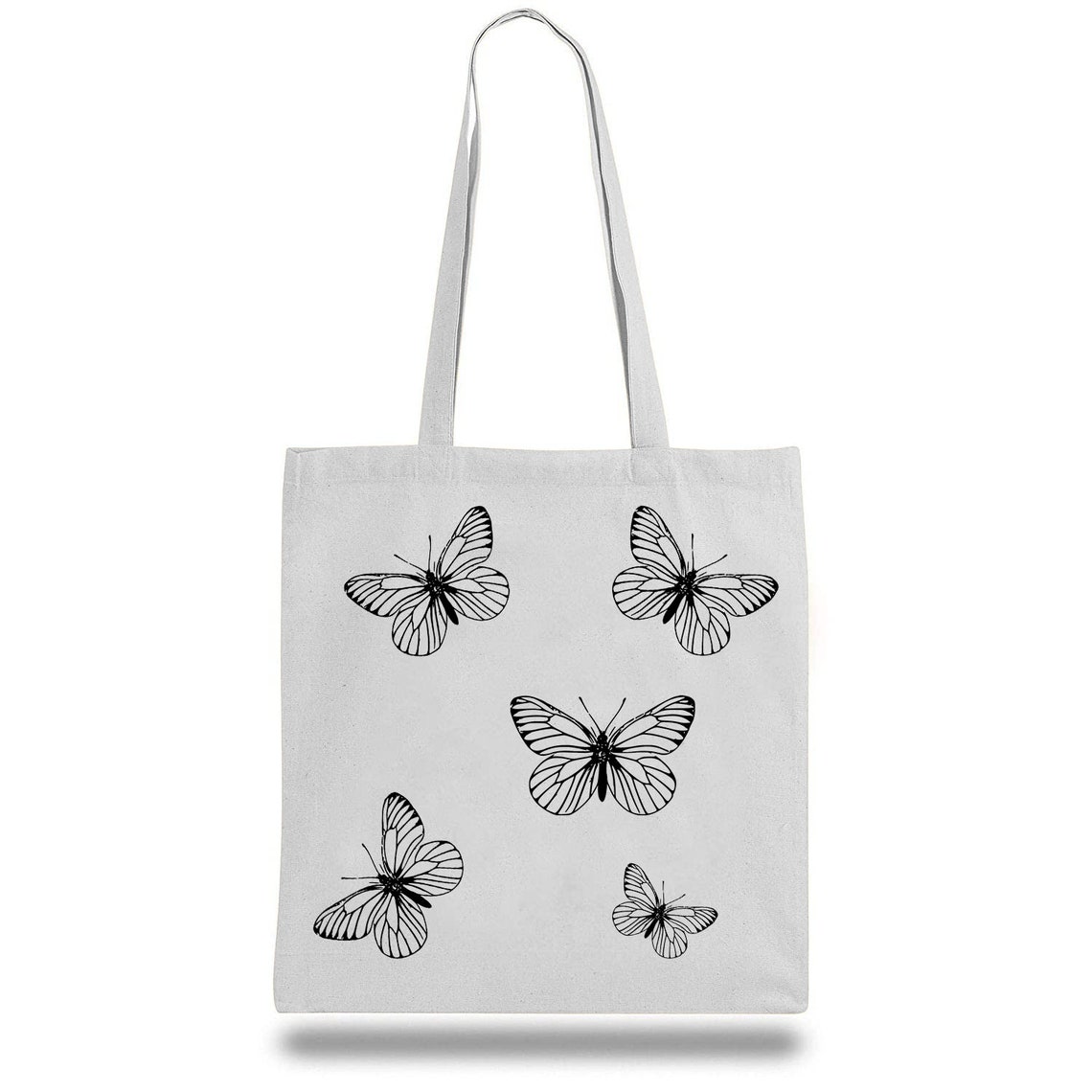 Tote Bag Embroidered Butterflies Butterfly Woman Minimalism | Etsy