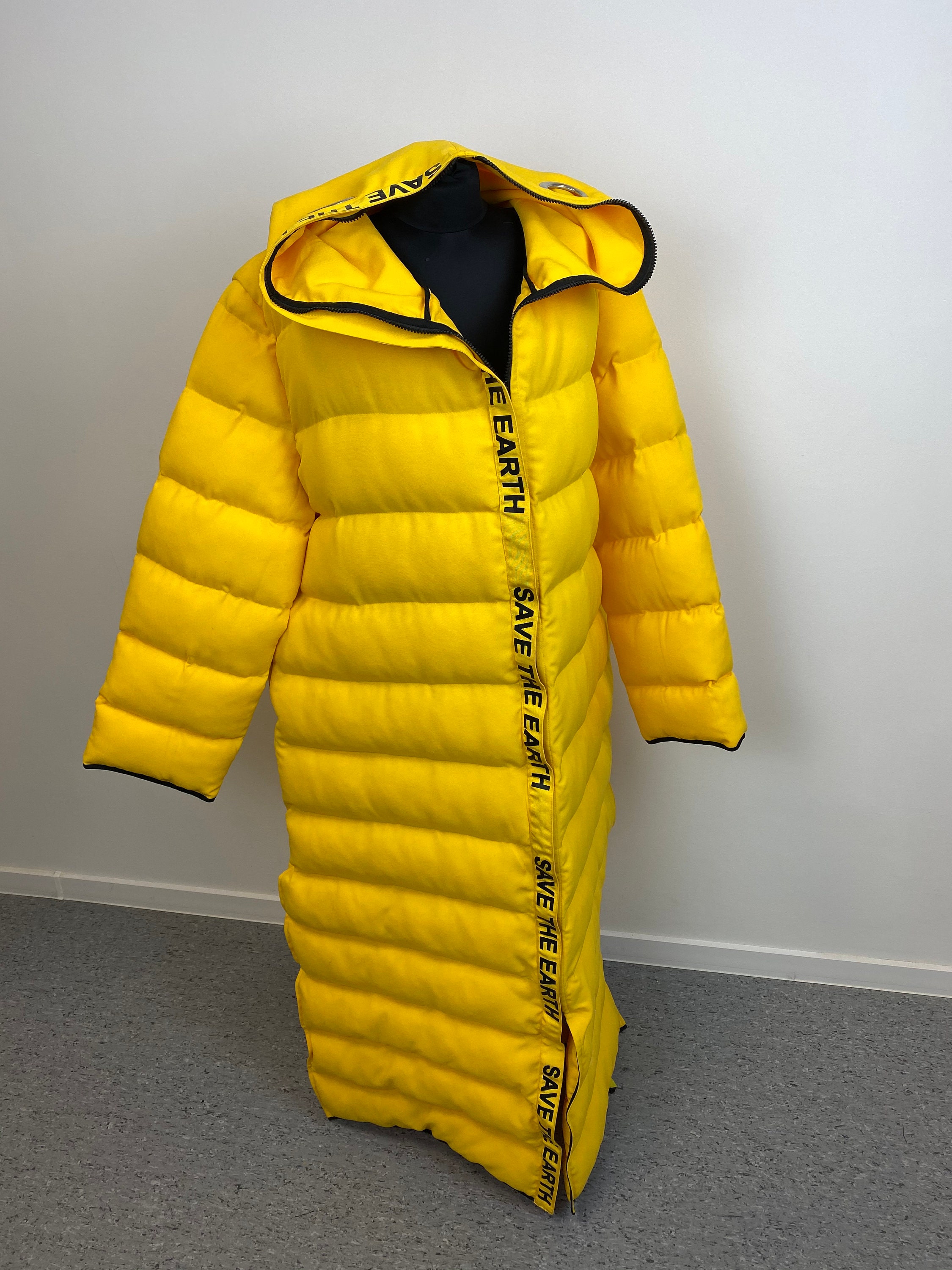Women's Oversized Yellow Long Puffer Coat with Hoodie Etsy