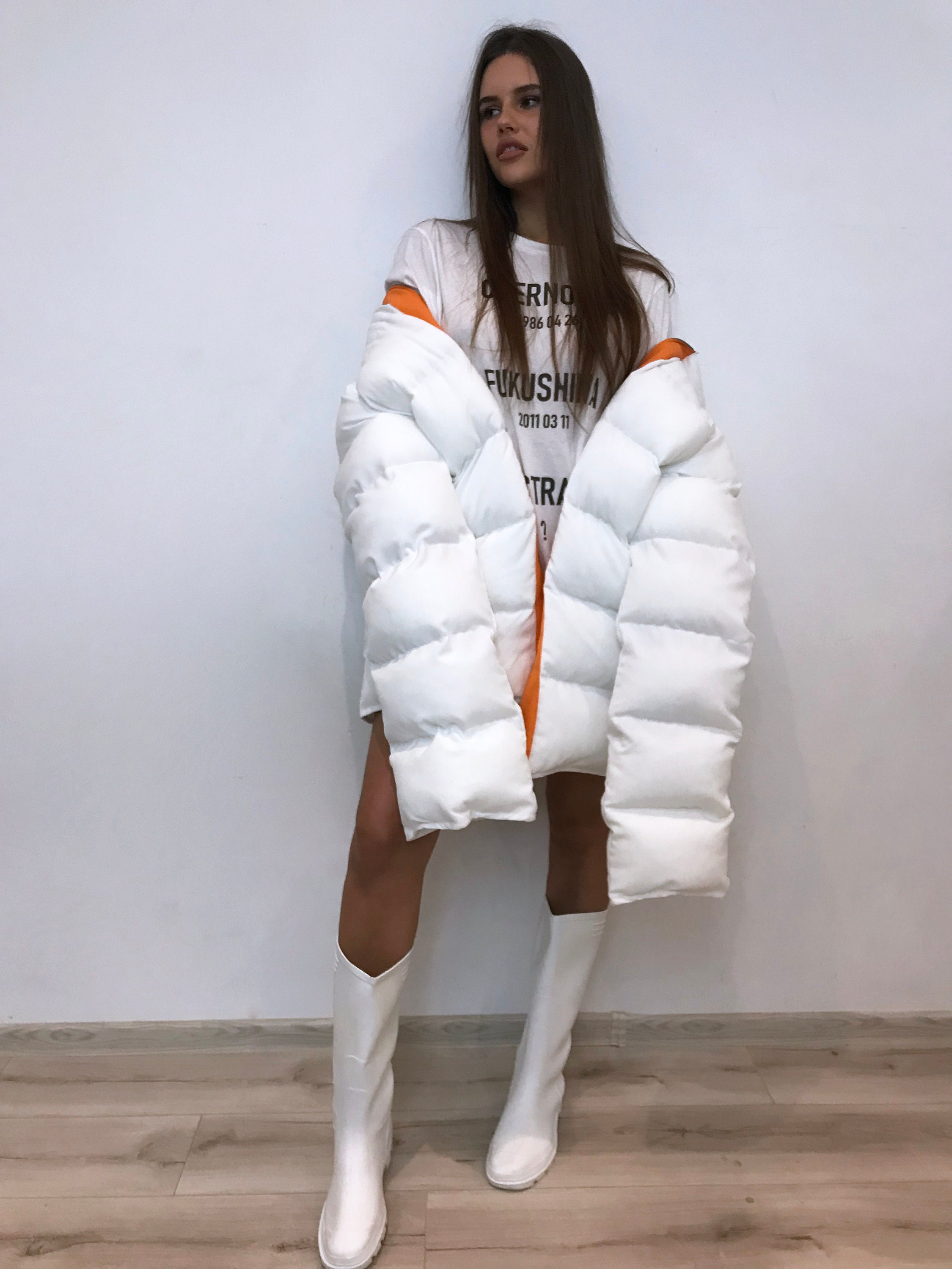 oversized white puffer