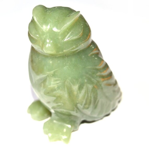 Nephrite Jade Owl Figurine Russian Siberian Stone Etsy