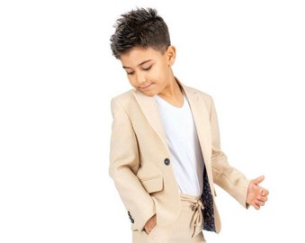 Boys' Slim Fit Wedding Suit, Birthday Party Reception Ring Bearer Graduation Photoshoot Prom Formal Wear Naming Ceremony, Jacket Shirt Pants