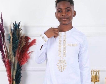 White African Outfit for Boys, Comfortable Cotton Embroidery Shirt Pants, Wedding Party Birthday Photoshoot Graduation, Nigerian Party Wear