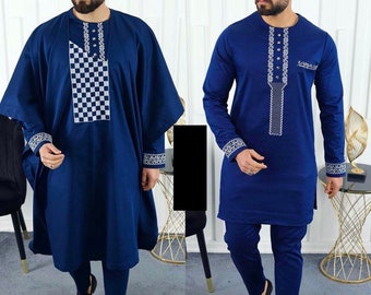 Agbada Vêtements africains pour hommes, Tenue de mariage africaine Costume de marié invités Garçons d'honneur Fête d'anniversaire Broderie nigériane Vin Agbada Buba Sokoto