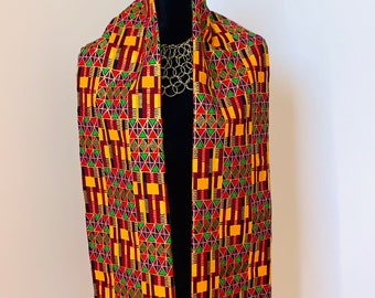 Metallic Kente Graduation Stoles, Class of 2022 Kente Sash, African Fashion, Lined School Choir Sashes, 72" x 5",  100% Cotton African Print