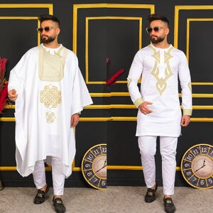 Agbada African Men's Clothing, African Wedding Attire Groom Suit Guests ...