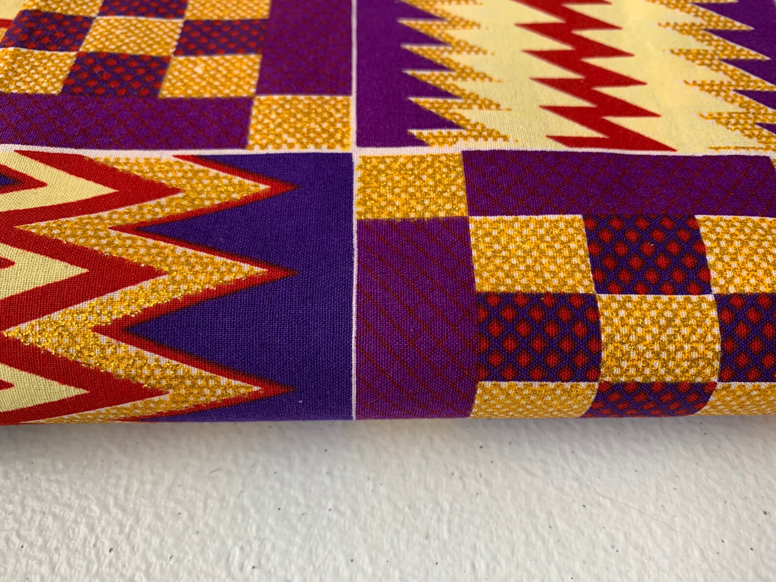 Purple Kente Fabric By The Yard Metallic Gold Ankara Print Etsy