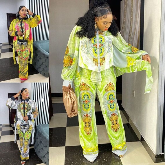 Colorful Green Outfit With Bling Rhinestones Long Sleeve Matching