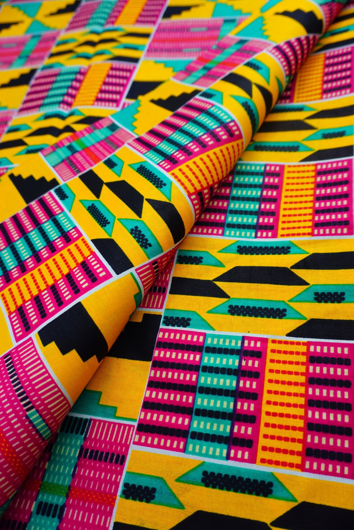 Pink African Kente Print Fabric by the Yard Kente Cloth 100% - Etsy UK