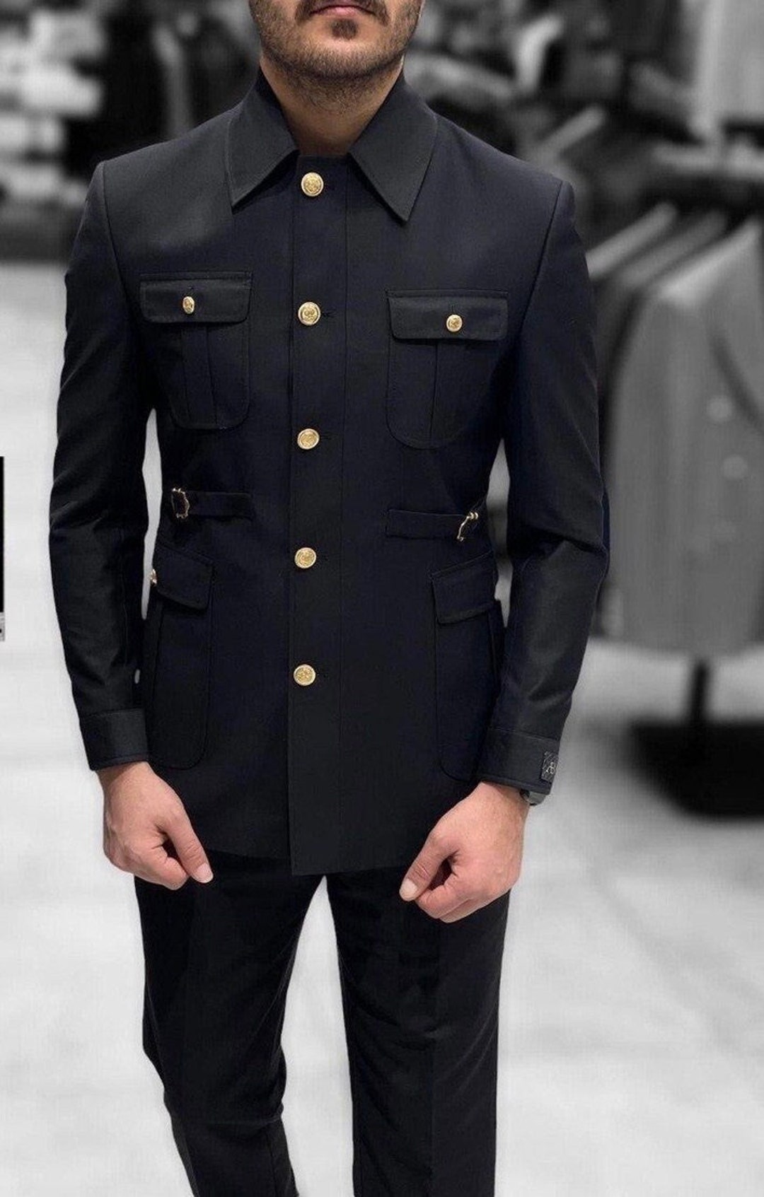 Black Men's Suit, Clothing Wedding Groom Groomsmen Guest Birthday