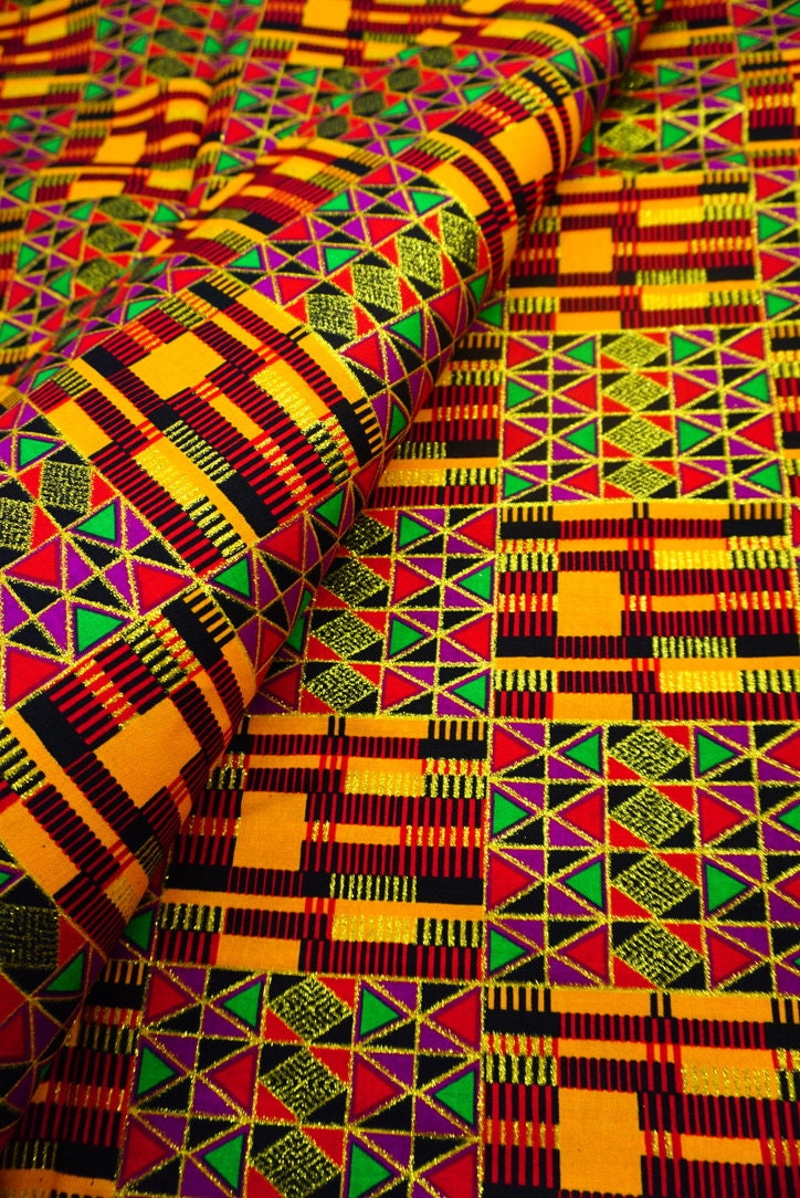 African Fabrics By the Yard - Kente - Classic #2 Orange. – Asali