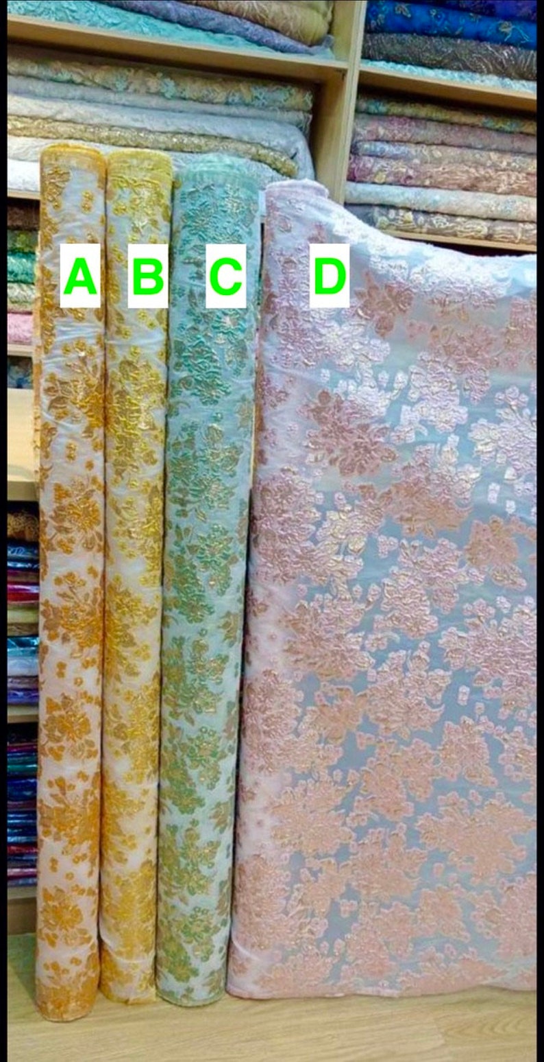 Metallic Gold Brocade Fabric by the Yard Embossed Floral Etsy