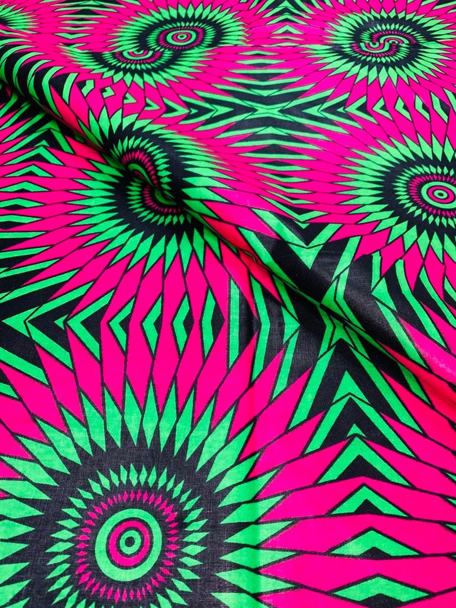 Pink Green Cotton Fabric by the Yard Clothes Making Etsy