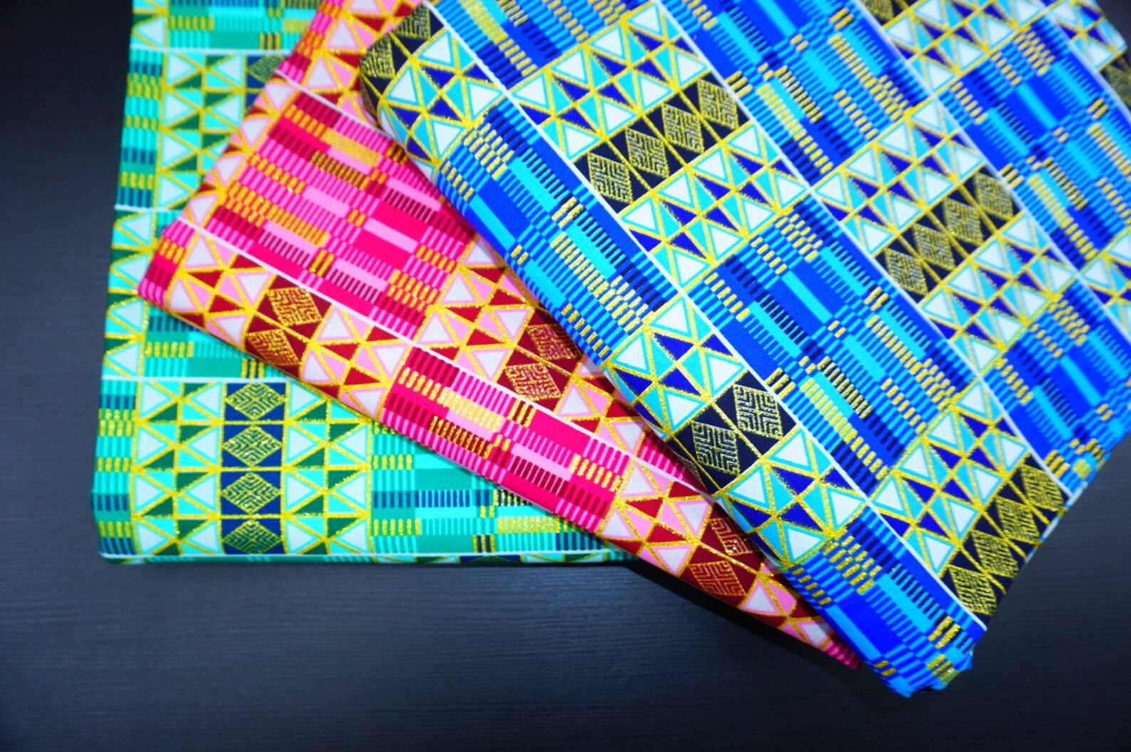 Blue Kente African Fabric by the Yard Metallic Kente Ankara Etsy