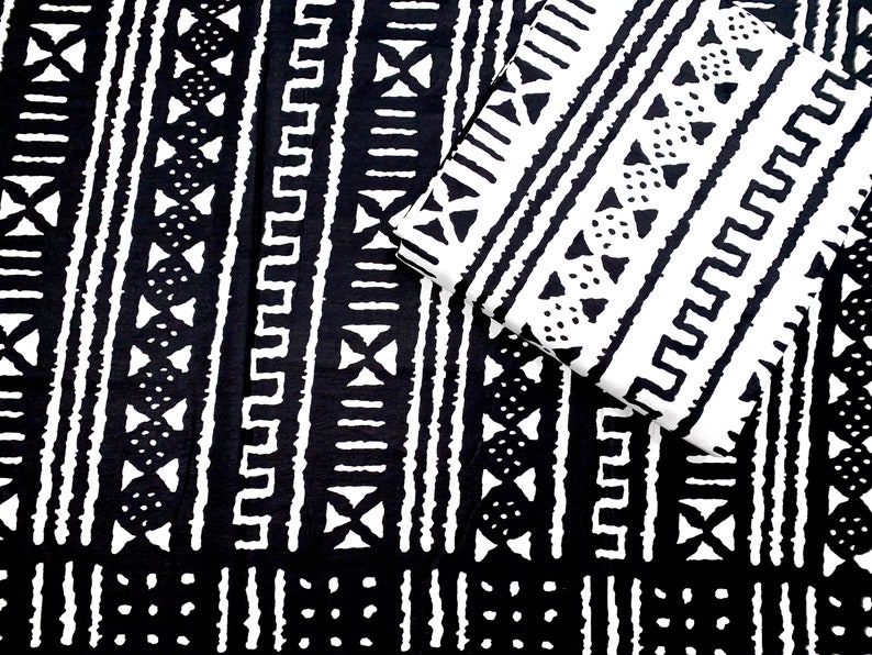 Black White Mud Cloth Ankara Fabric By The Yard Bogolan Etsy