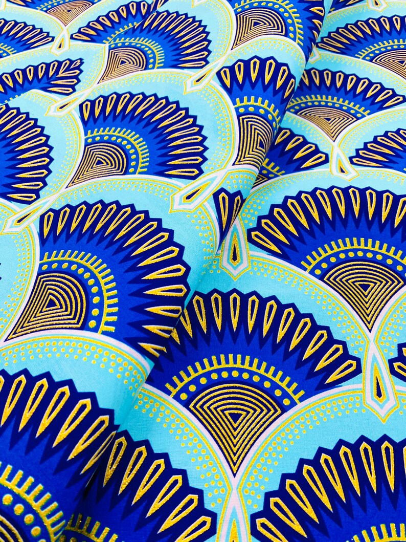 African Print Metallic Gold Embellished Ankara Print Fabric Etsy