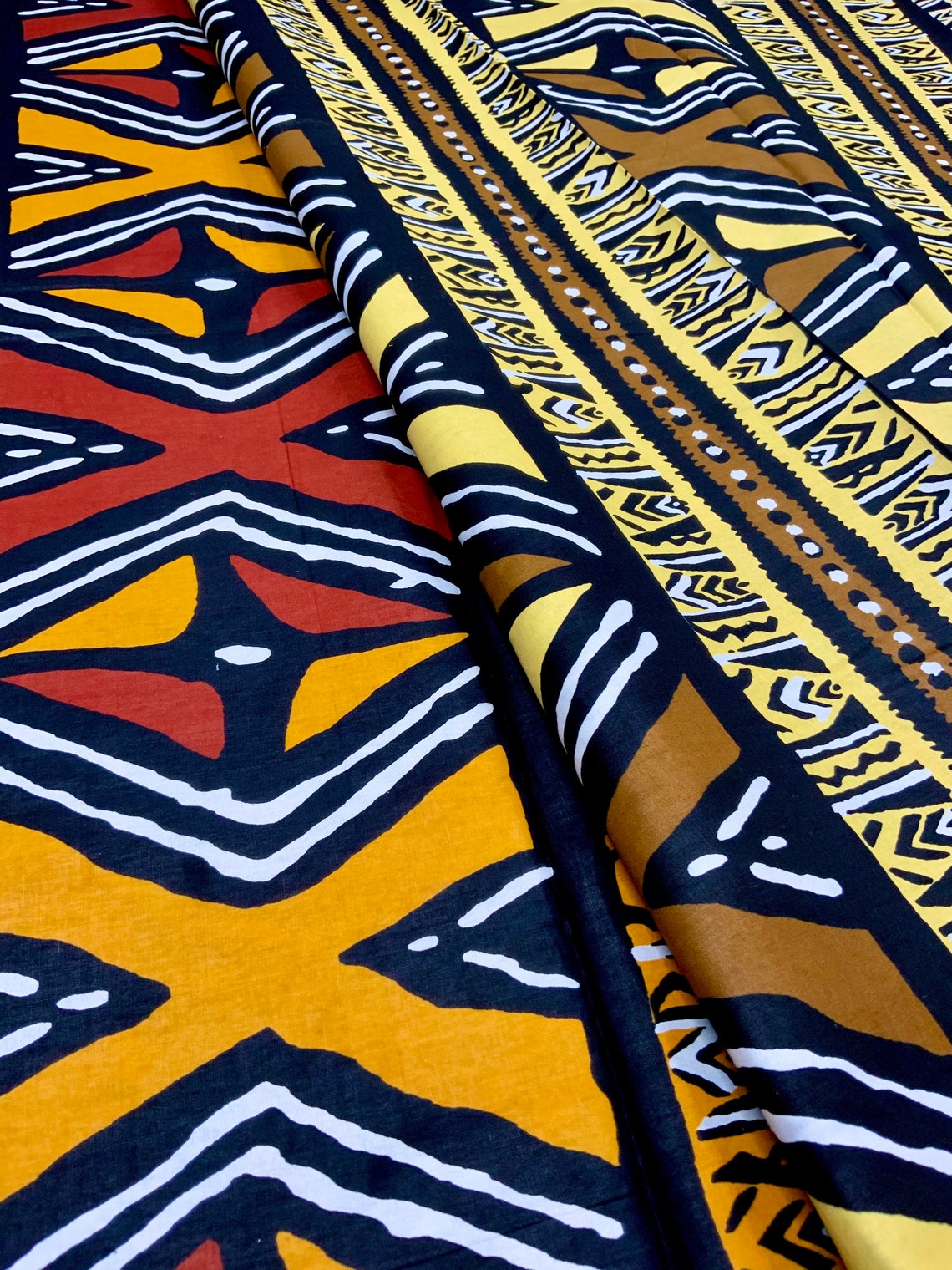 Rustic Mud Cloth Print African Fabric by the Yard Bohemian Etsy