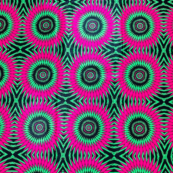 Pink Green Cotton Fabric By The Yard, Clothes Making, Quilting, African Print Fabric, Decor Upholstery Geometric Craft DIY Sewing Dress