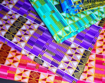 Kente African Fabric by the Yard, Glitter Pink Ankara, Mask Head Wrap Scrub Cap, Summer Dressmaking, Cotton Quilting Craft Sewing DIY Decor