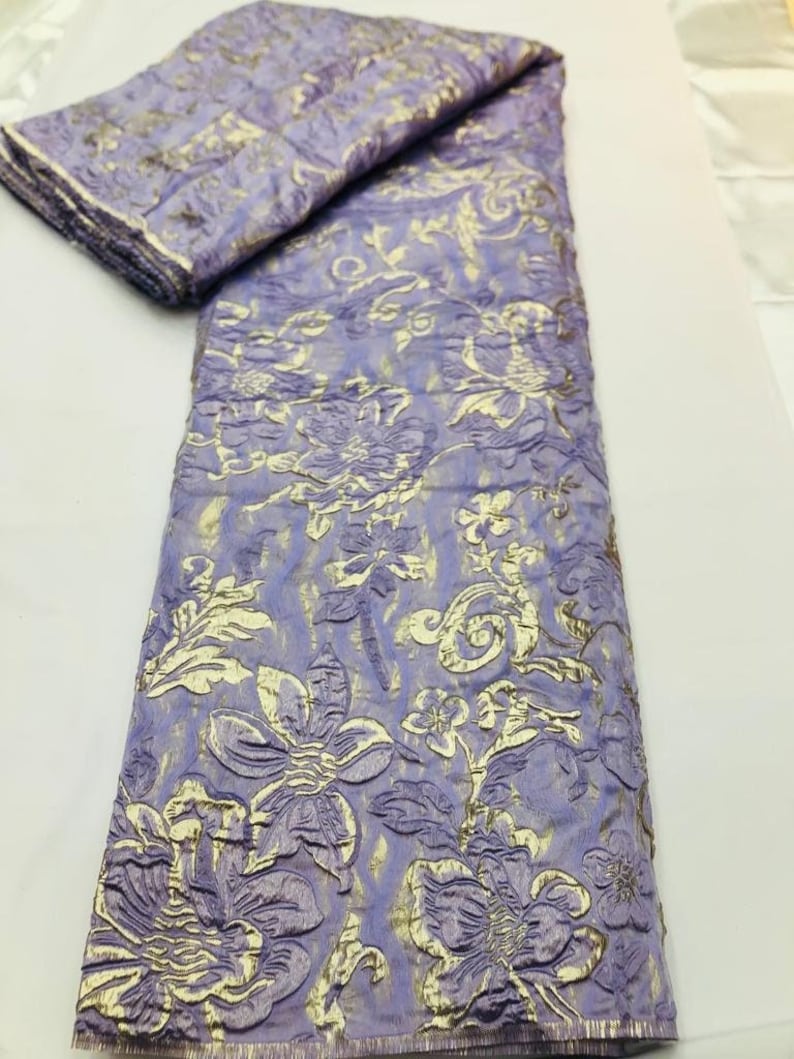 Metallic Gold Brocade Fabric by the Yard Embossed Floral Etsy