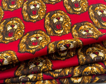 Lion Head Isi Agu Igbo Traditional Wedding | Isiagu Roaring Tiger | African Print Fabric by the Yard | 100% Cotton Ankara Apparel Boho Decor