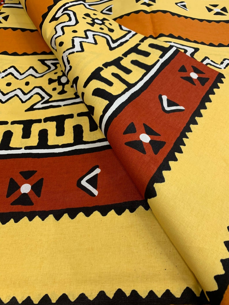 African Fabric Ankara Head Wrap Masks Rust Farmhouse Minimalist Aztec Boho Upholstery Drapery Rustic Mud Cloth Print Fabric by the Yard