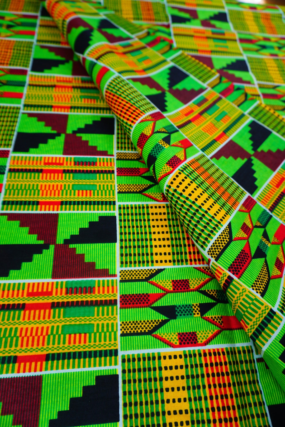 Orange African Cotton Kente - High Fashion Fabrics