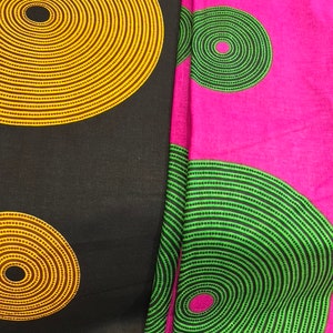 Black Gold Fabric by the Yard, Cotton Geometric Circular Abstract, Mask Head Wrap Clothing, Sewing Craft Home Decor Upholstery, Quilting DIY