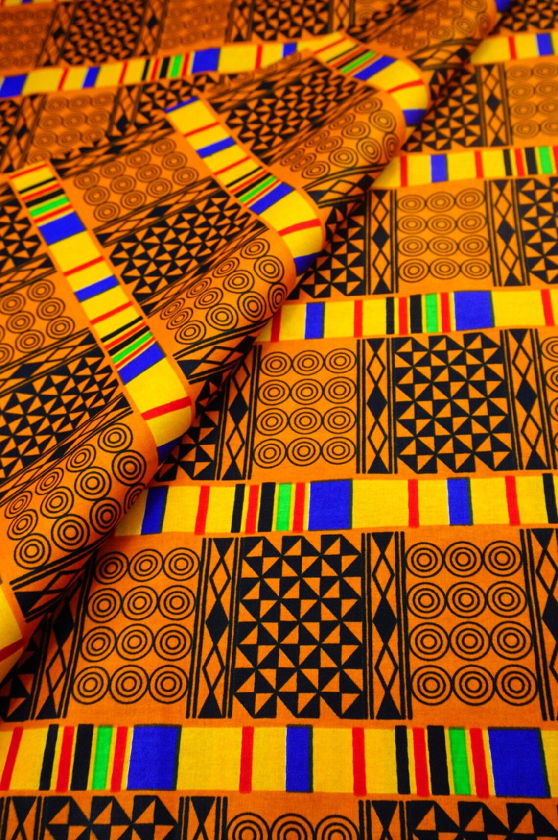 Kente Cloth Print Blue African Kente Fabric By The Yard | Etsy