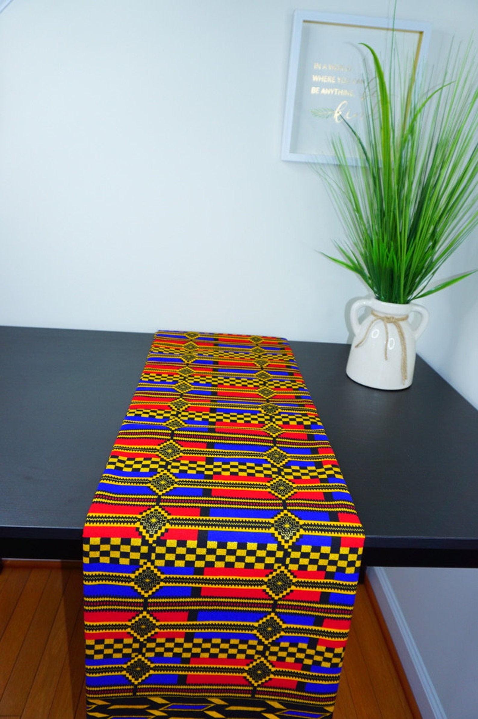 Metallic Kente Table Runner Modern Farmhouse Table Linen Etsy