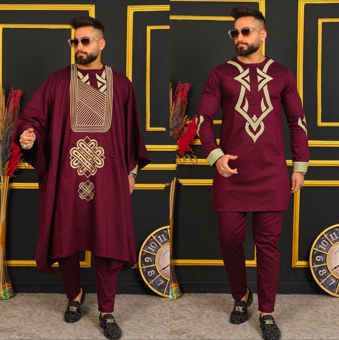 Agbada African Men's Clothing, African Wedding Attire Groom Suit Guests